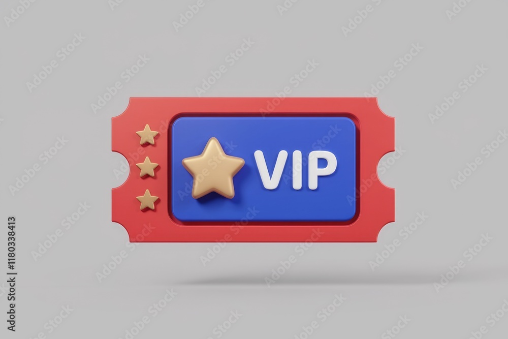 Poster A 3D rendered VIP ticket with a star, signifying exclusive access and premium experience.