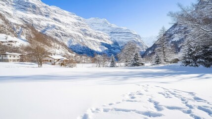Obraz premium A scenic mountain range in France, perfect for skiing and snowboarding, providing an exciting winter vacation for those who enjoy extreme sports.