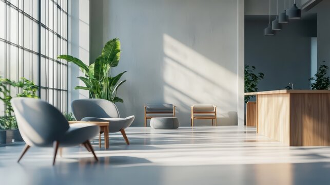 empty coworking area no people open space modern office interior horizontal