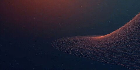 Abstract Cosmic Network Interconnected Lines and Glowing Particles in Dark Space