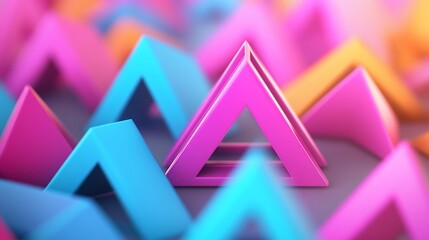 Fototapeta premium Pink, blue, orange triangles abstract background