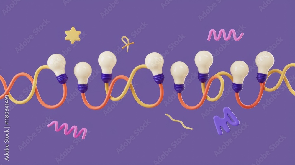 Poster interconnected lightbulbs symbolize collaborative ideas and innovative thinking, representing a netw