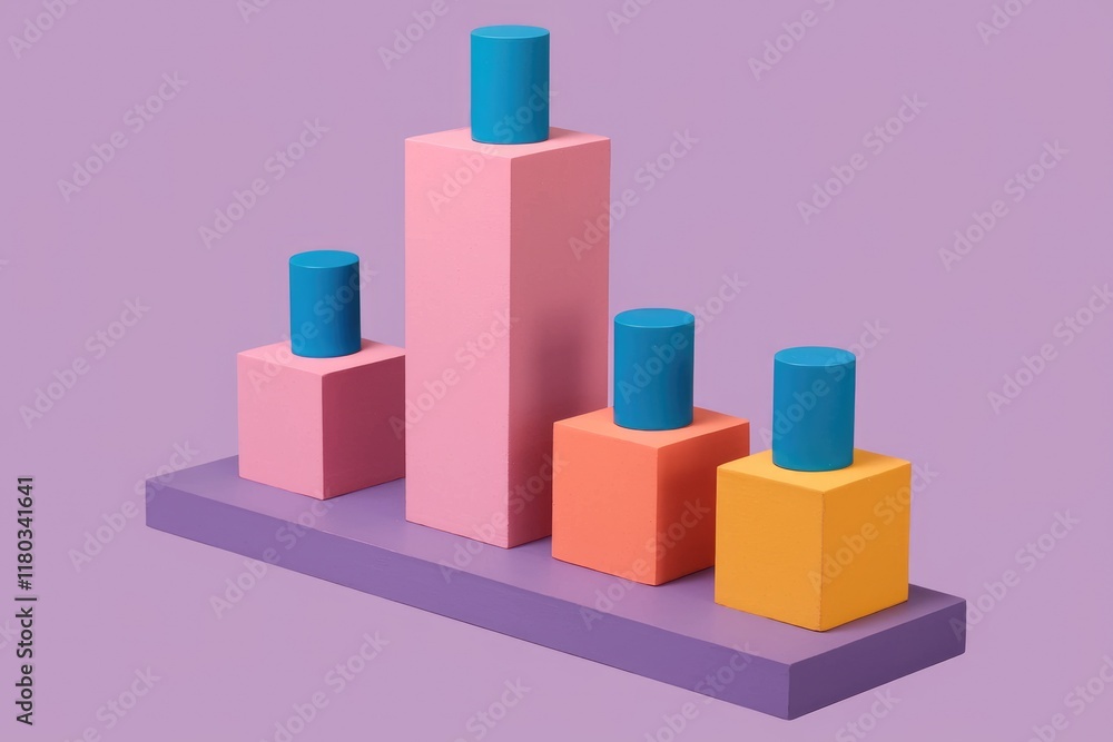 Poster Colorful blocks arranged in ascending order, creating a visually appealing and modern design.