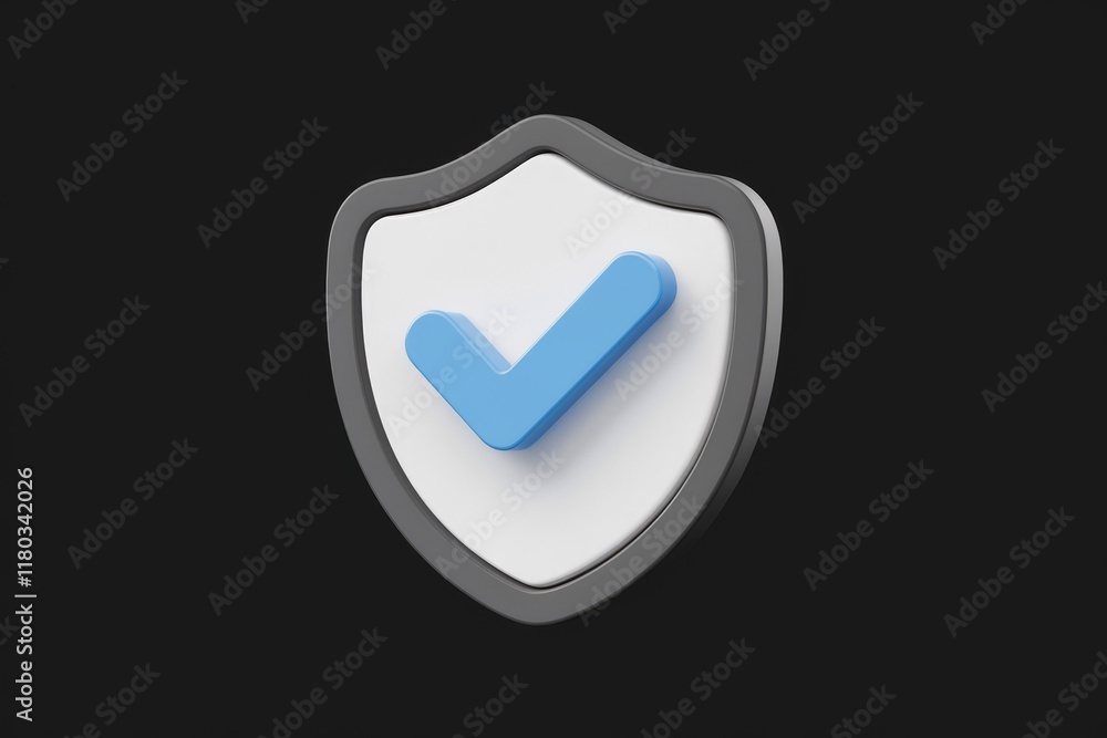 Aufkleber a 3d rendered shield icon with a blue checkmark, symbolizing security and approval.