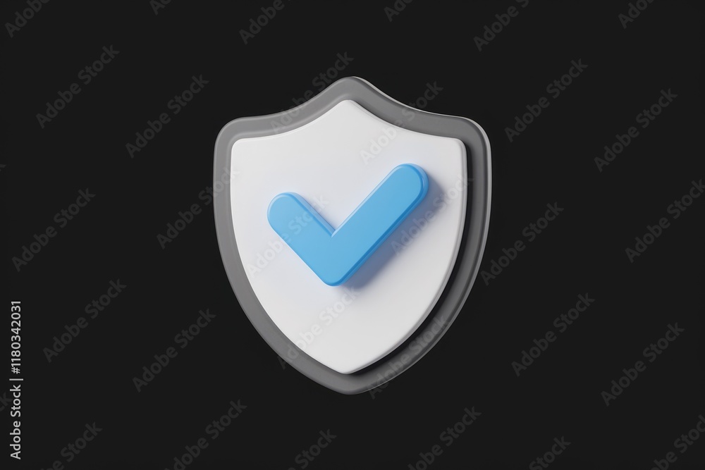 Aufkleber 3D render of a shield with a checkmark, symbolizing security and protection.