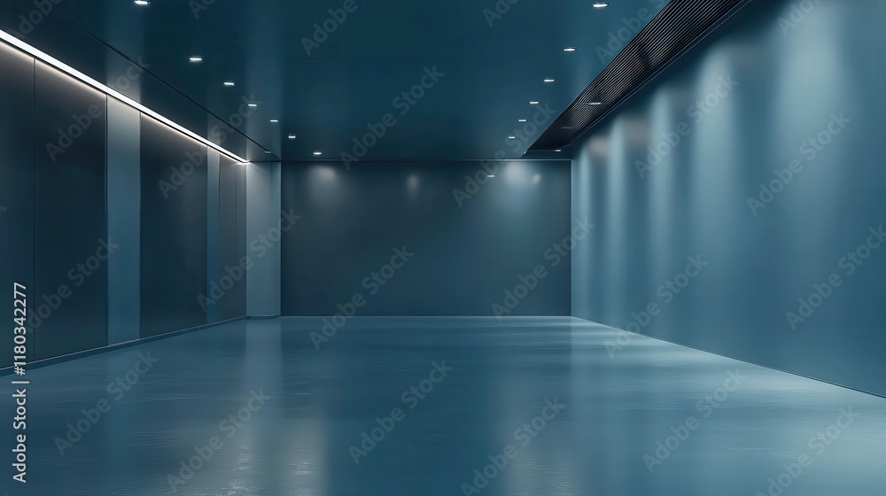 Poster the open space office is empty and dim. abstract light effect on office interior background for desi
