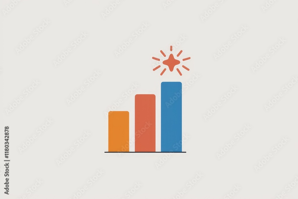 Poster ascending bar graph shows growth and success, culminating in a star signifying achievement.