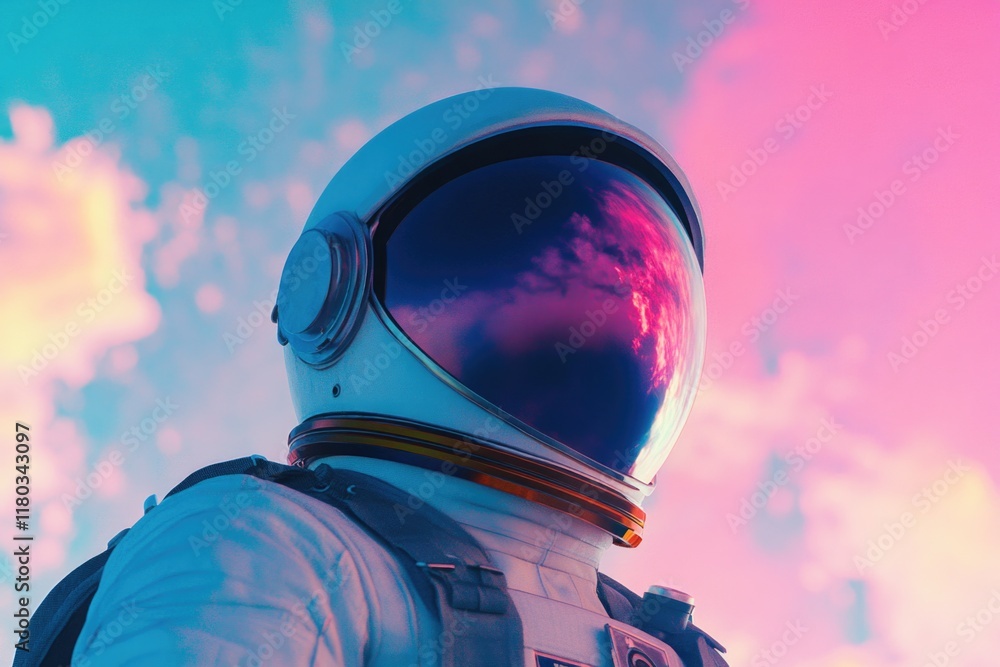 Aufkleber astronaut standing in front of cloudy sky, possible space mission or spacewalk scene