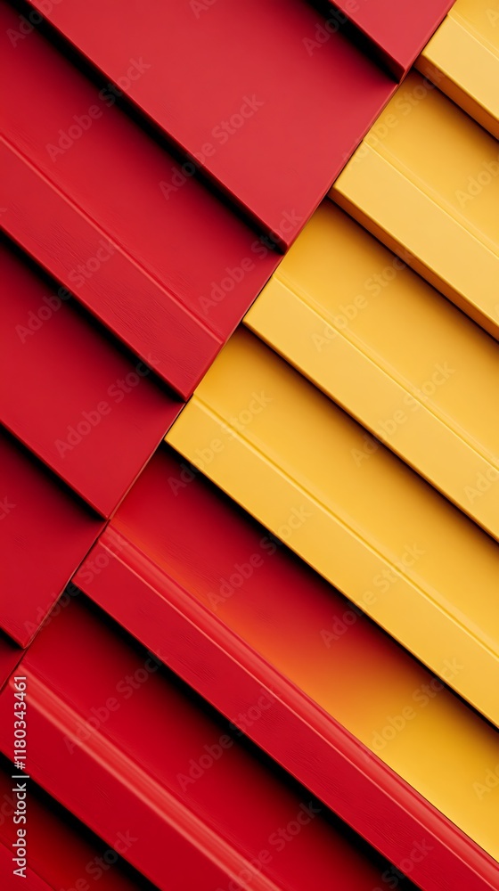 Poster geometric background with yellow and red diagonal patterns in a modern style