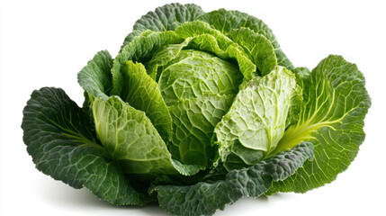 Obraz premium Fresh green savoy cabbage isolated on white background.