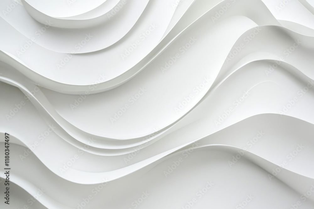 Poster A minimalist white wall with curved lines, ideal for use in modern design and architecture contexts