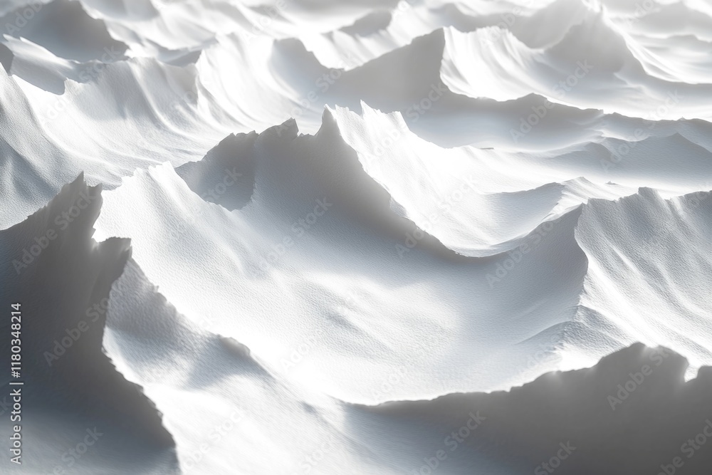 Poster a close-up shot of a snowy mountain landscape with trees and rocks in the foreground