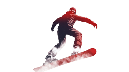 A snow man on the board isolated on white background