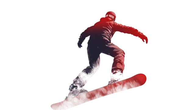 A snow man on the board isolated on white background