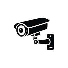 Minimalist CCTV Camera Silhouette Icon and logo for Surveillance and Security