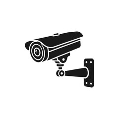 Minimalist CCTV Camera Silhouette Icon and logo for Surveillance and Security