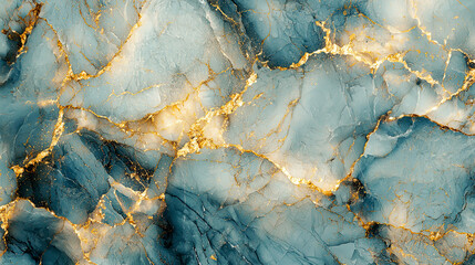 Soft blue and gold marble with delicate veins, intricate flowing layers, realistic geological textures, glowing highlights 