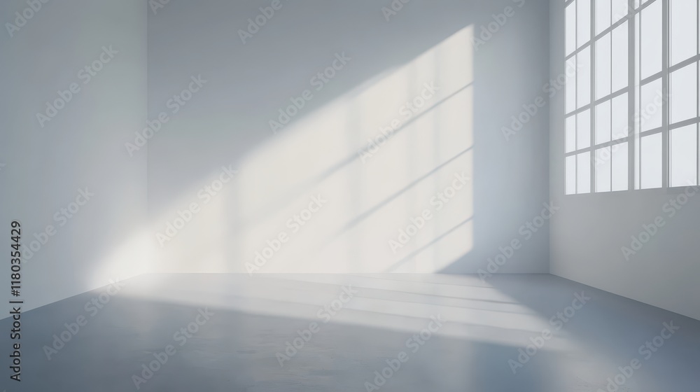 Wall mural white room background. abstract empty studio. horizontal bg. light scene for product. simple grey ne