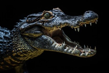 Obraz premium A close-up image of an alligator's open mouth, suitable for use in scenes where a reptile is needed