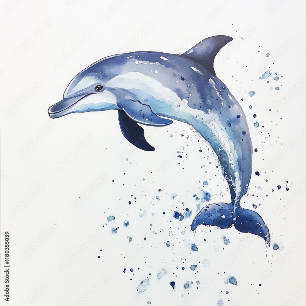 Poster a dolphin leaping from the ocean, capturing the moment of flight