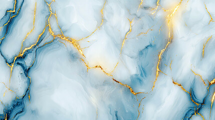 Pale blue and navy marble pattern with shimmering golden veins, delicate geological textures, glowing highlights, ultra-detailed finish