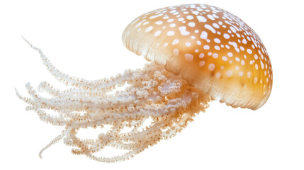 Jellyfish with flowing tentacles and a glowing texture isolated on white background
