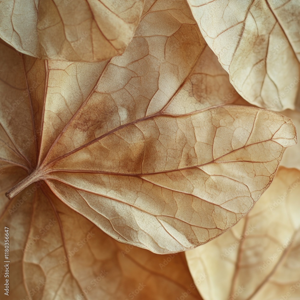 Poster a close-up view of a cluster of dried leaves