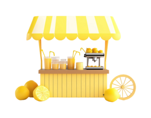 Refreshing Lemonade Stand for Summer Fun Isolated on White Background