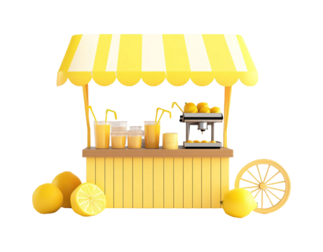 Refreshing Lemonade Stand for Summer Fun Isolated on White Background