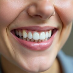 Obraz premium Close-up of a smiling mouth with healthy white teeth