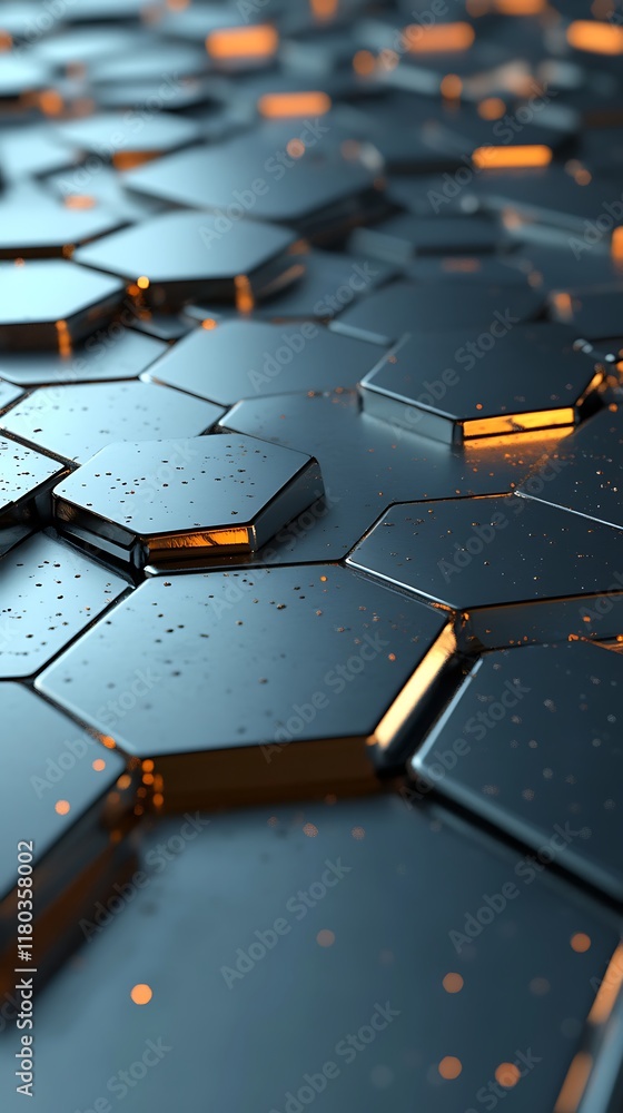 Poster abstract geometric backdrop with dark hexagonal patterns and golden lines for a modern design