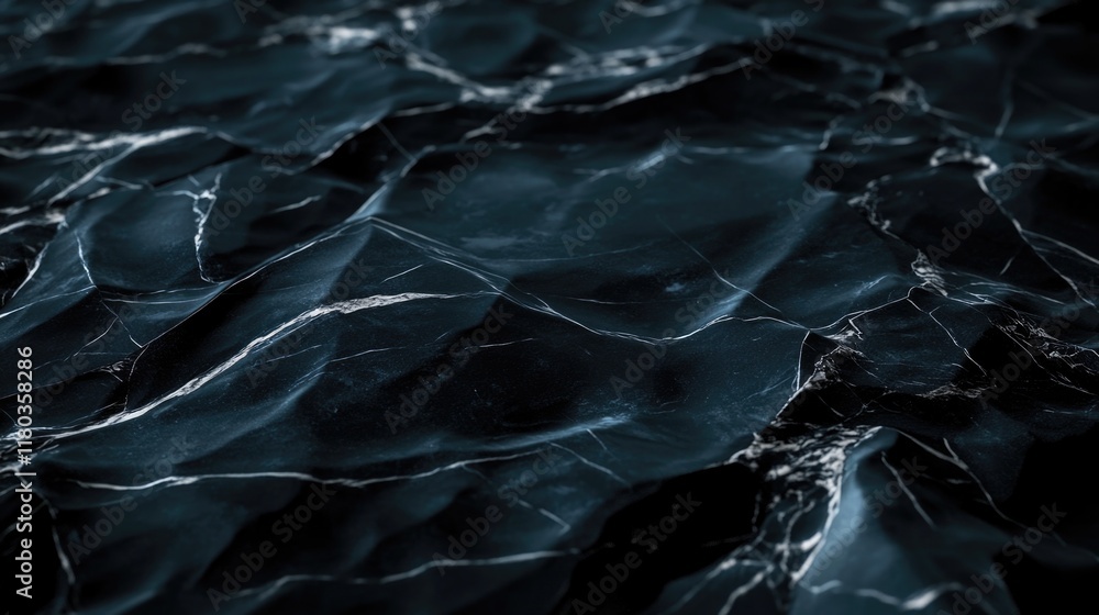 Poster Close-up shot of a black marble surface with subtle texture and reflection