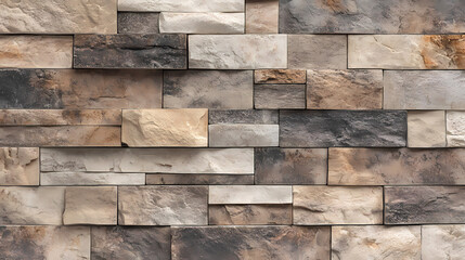Obraz premium Aged brick wall texture in light brown tones showcasing rustic limestone details for decorative background use in beige and black shades. Flamestone. Illustration
