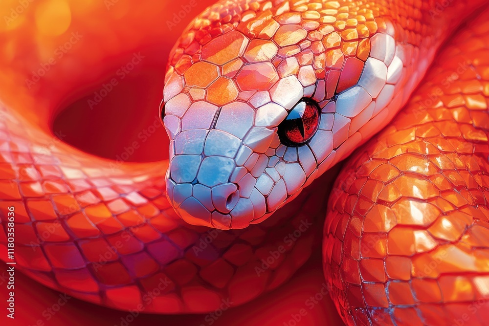Aufkleber close-up image of a snake's head on a red background