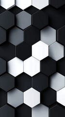 Abstract Geometric Backdrop with Black and White Hexagonal Patterns for a Stylish Visual Background Design