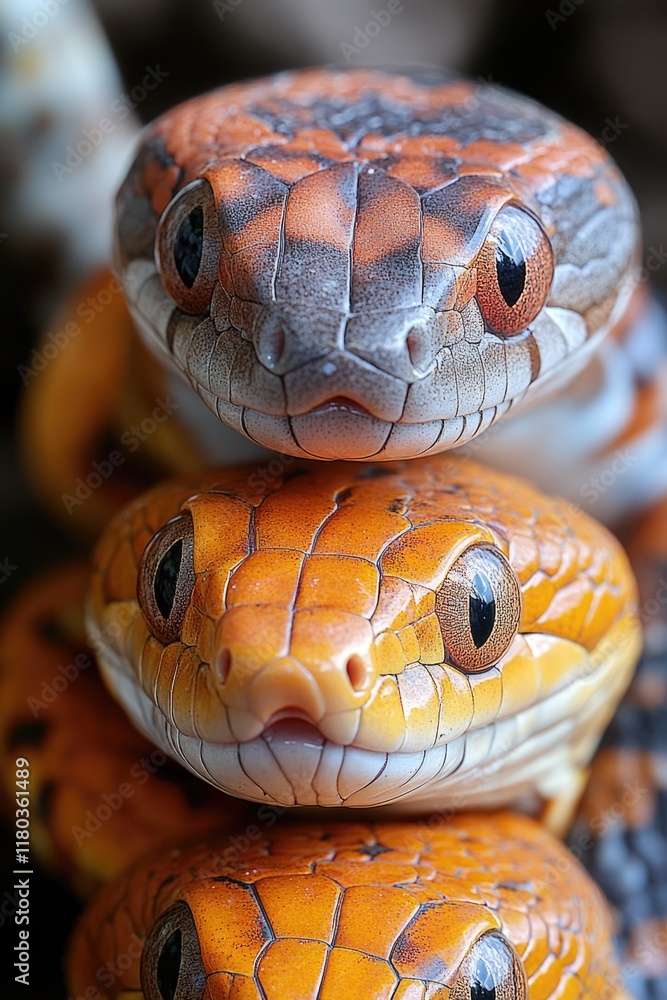 Poster three snakes on top of each other in a close-up shot