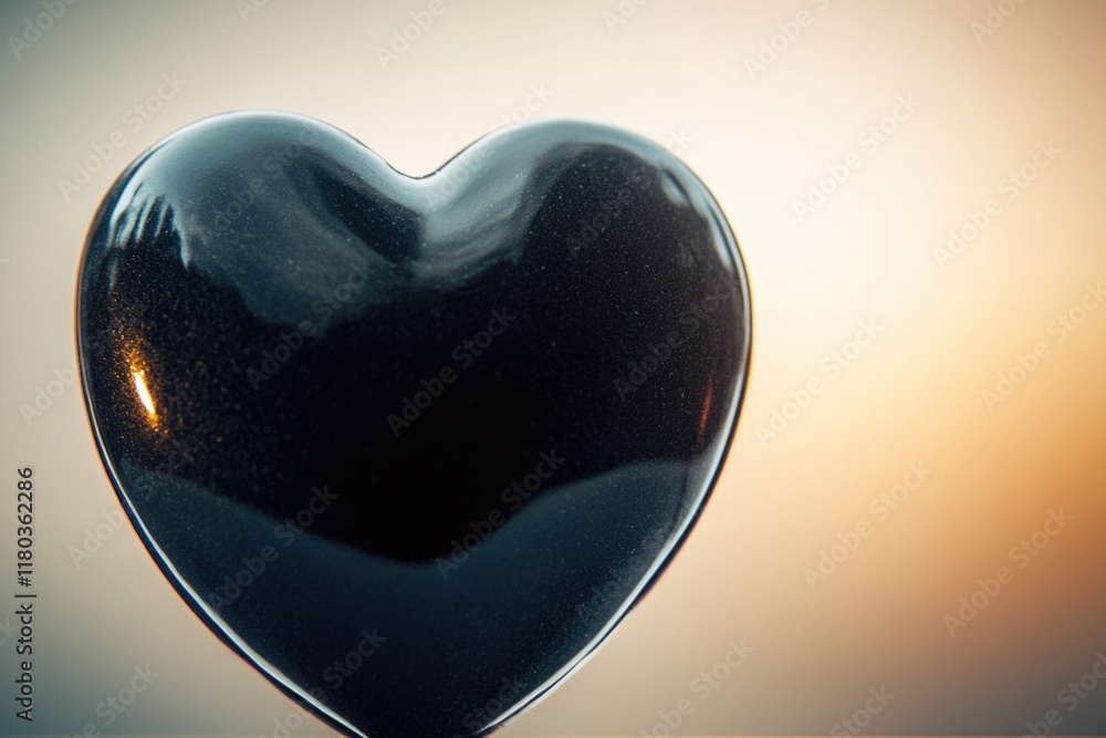 Aufkleber a black heart shaped object placed on a table