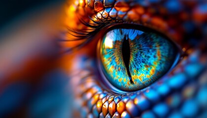 Close-up of a vibrant dragon eye