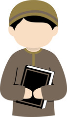 Boy holding a book illustration