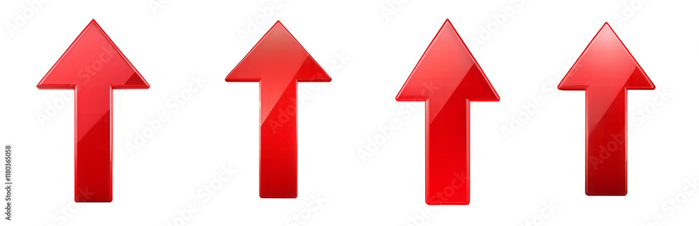 Poster bright red upward arrow indicating direction in a user interface, ideal for navigation or progress r