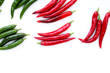 Chili peppers on a white background.