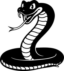 Illustration of snake in monochrome style. Viper snake in logo style. Design element for logo, emblem, sign, badge, poster. Vector illustration