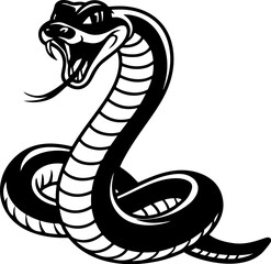 Illustration of snake in monochrome style. Viper snake in logo style. Design element for logo, emblem, sign, badge, poster. Vector illustration