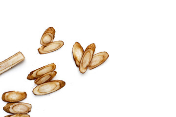 Burdock Root (Gobo) on white background.