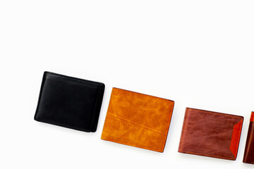 Black wallet on white background.