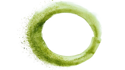 Light green watercolor stain in a ring shape creating a natural artistic effect isolated on white background