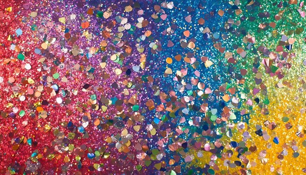 Bright, vibrant glitter background showcasing rainbow hues and sparkling effects, ideal for festive and celebratory designs.