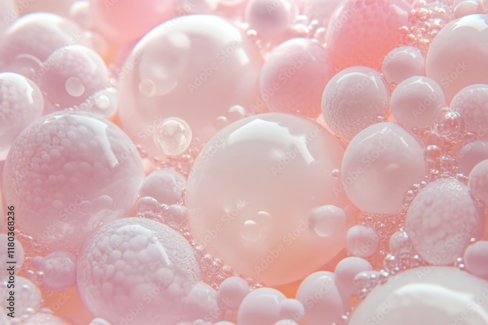 Poster a cluster of colorful bubbles captured in close-up