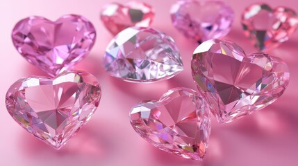 Fototapeta premium 3D Valentines hearts background, AI generated photo