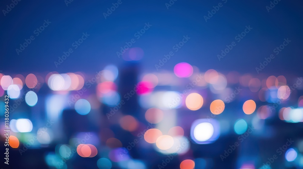 Wall mural blurred heart bokeh background with abstract motion of city lights at nightblurred heart bokeh backg
